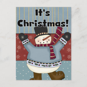 Pour Fêtes Annuelles Snowman C'est Noël Cartes de voeux