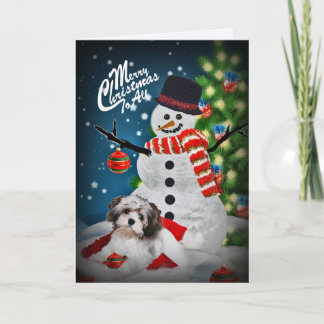 Pour Fêtes Annuelles Snowman et Havanais jolies cartes de Noël