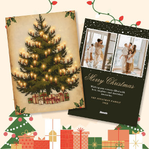 Pour Fêtes Annuelles Vintage Christmas Tree Photo Cartes de fin de anné