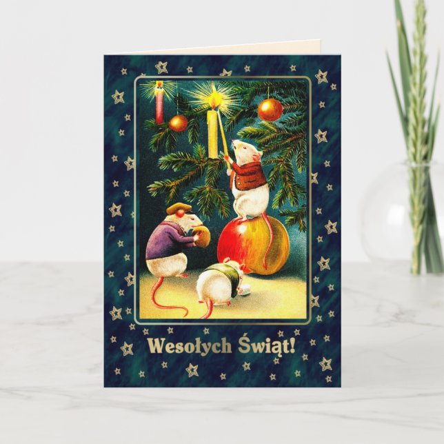 Pour Fêtes Annuelles Wesołych Świąt. Cartes de Noël en polonais (Devant)