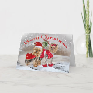 Pour Fêtes Annuelles Yorkie Joyeux Noël avec cartes Mistletoe