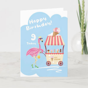 Pour Girl 9th mignonne Flamant rose carte d'annive