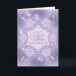 Pour Girlfriend, carte d'anniversaire lilas avec d<br><div class="desc">Un jardin de fleurs et de papillons dans les teintes et les teintes lavande.  Une carte d'anniversaire pour une merveilleuse petite amie. Une approche moderne et traditionnelle. A l'intérieur de la carte,  il y a un joli verset. Copyright Norma Cornes</div>
