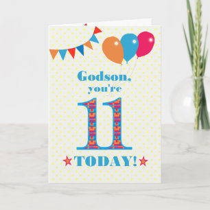 Pour Godson 11e carte Ballons de Bunting