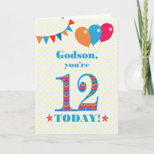 Pour Godson 12e carte Ballons de Bunting