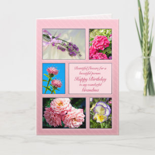 Pour grand-mère, belle carte d'anniversaire aux fl