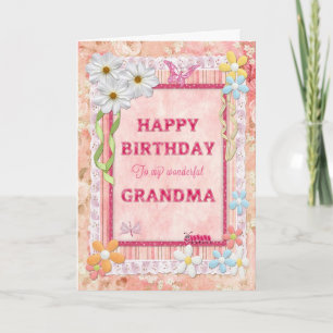 Pour grand-mère, carte d'anniversaire artisanale