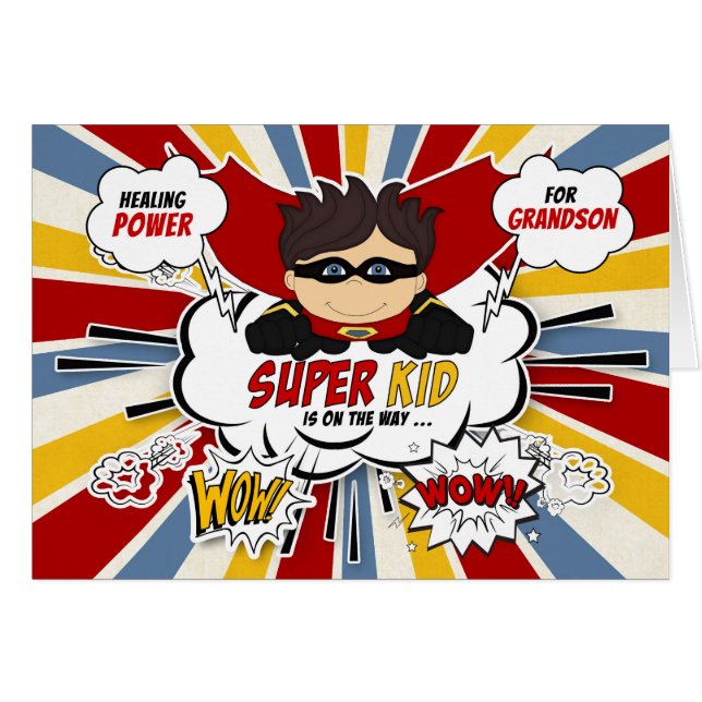 pour Grandson Get Well Boy Superhero Comic Book (Devant horizontal)