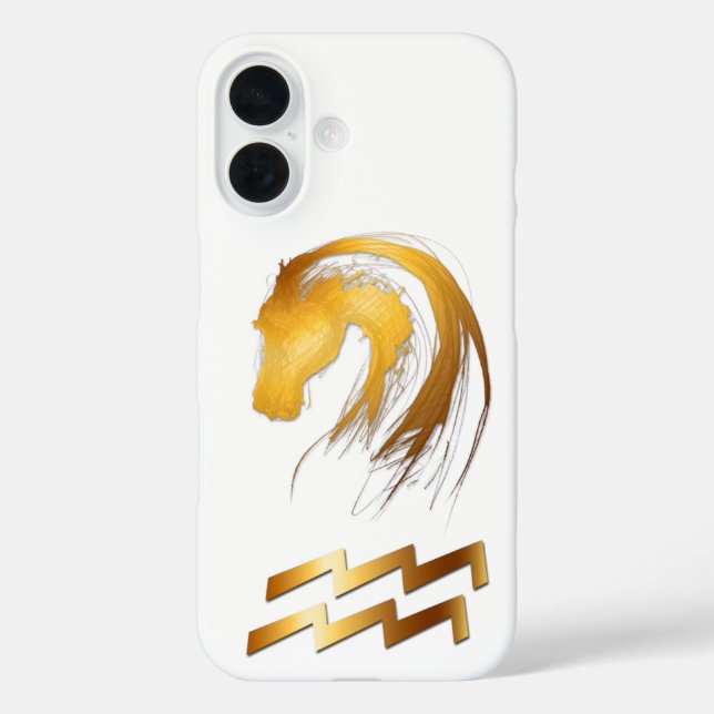 Pour iPhone 16 Aquarius Horse Coque d'astrologie chinoise et occi (Verso)