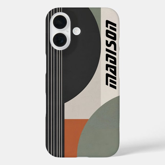 Pour iPhone 16 Art Coque géométrique moderne du milieu du siècle (Verso)