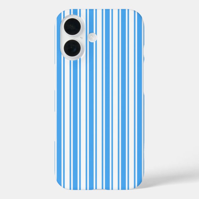 Pour iPhone 16 Bleu et blanc bonbons rayures Coque-Mate coque iph (Verso)