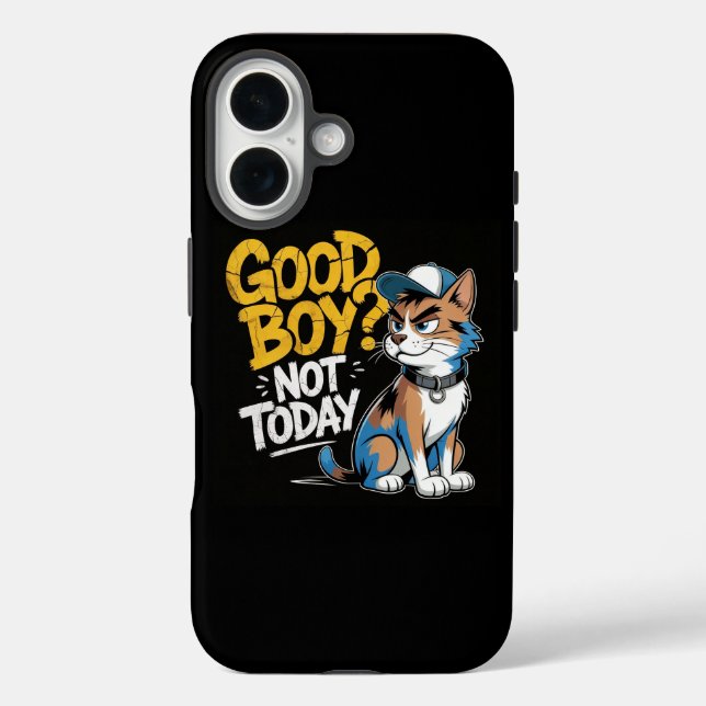 Pour iPhone 16 Bonne Fille Pas Aujourd'hui Drôle Chat coque iPhon (Verso)