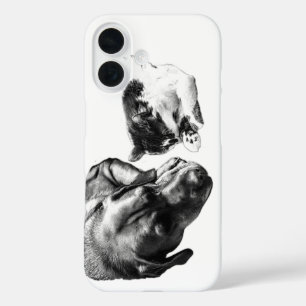 Pour iPhone 16 Chien et Chat se reposant ensemble Coque monochrom