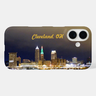 Pour iPhone 16 Cleveland, Coque Skyline de nuit de l'Ohio