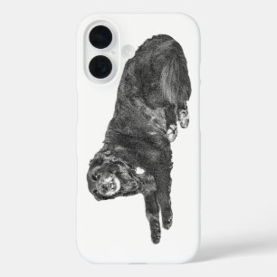 Pour iPhone 16 Coque de ligne de Chien Noir avec volet d'automne