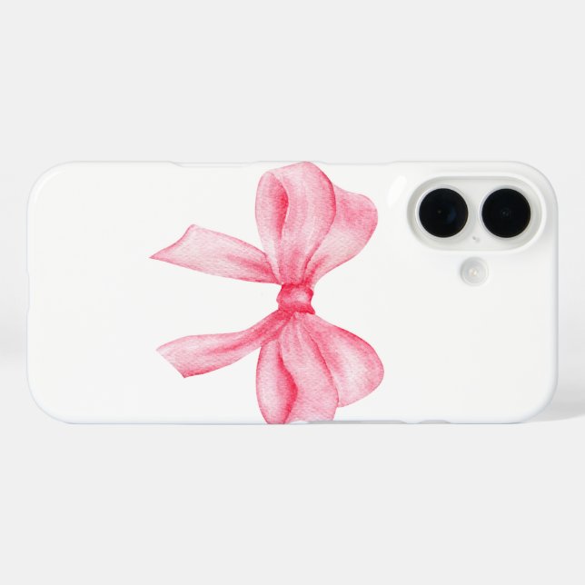 Pour iPhone 16 coque de téléphone à ruban rose (Verso (horizontal))