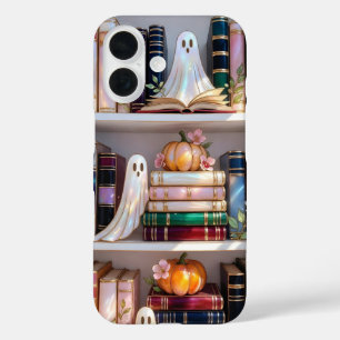 Pour iPhone 16 Coque de téléphone étagère de livres Halloween mig
