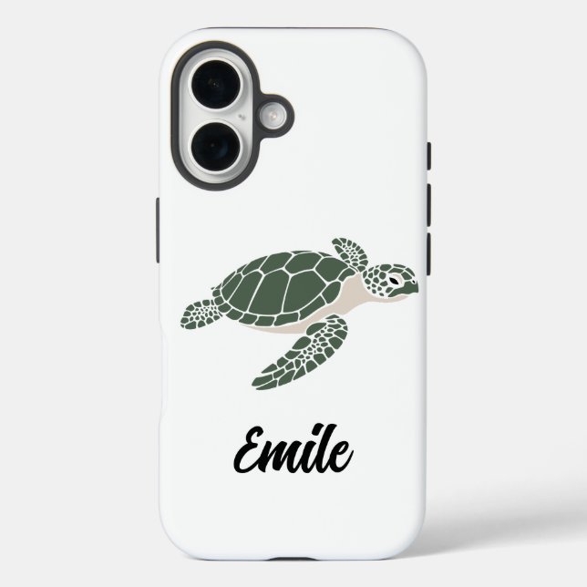 Pour iPhone 16 coque de téléphone tortue mignonne (Verso)