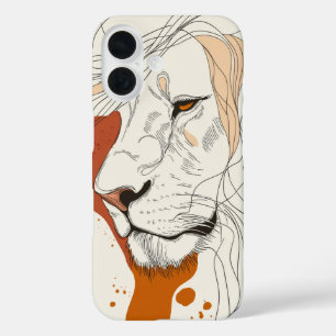 Pour iPhone 16 Coque de tête de lion artistique - gras et express