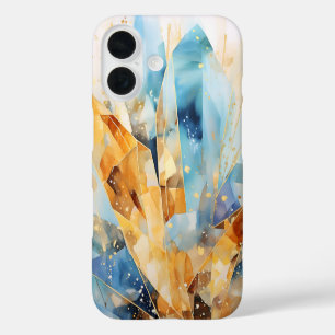 Pour iPhone 16 Coque élégant avec cristaux abstraits dans les ton