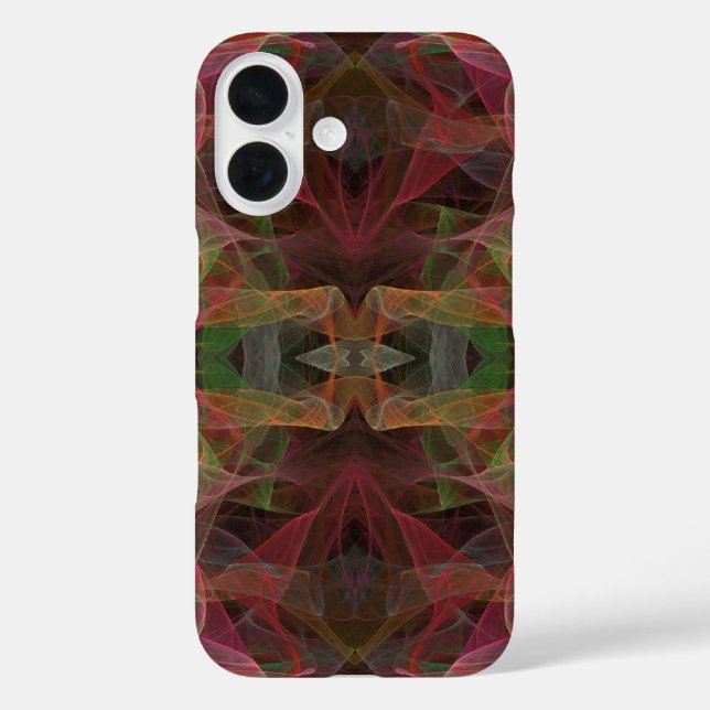 Pour iPhone 16 Coque fractal rose, vert et noir (Verso)