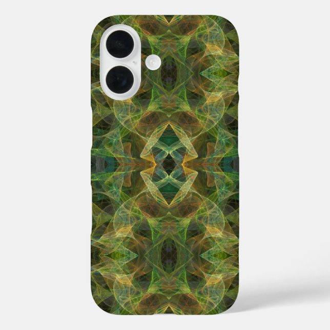 Pour iPhone 16 Coque fractal vert (Verso)