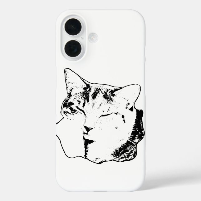 Pour iPhone 16 Coque monochrome Tabby Chat (Verso)