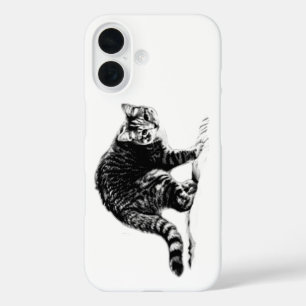 Pour iPhone 16 Coque Portrait Monochrome Tabby Cat