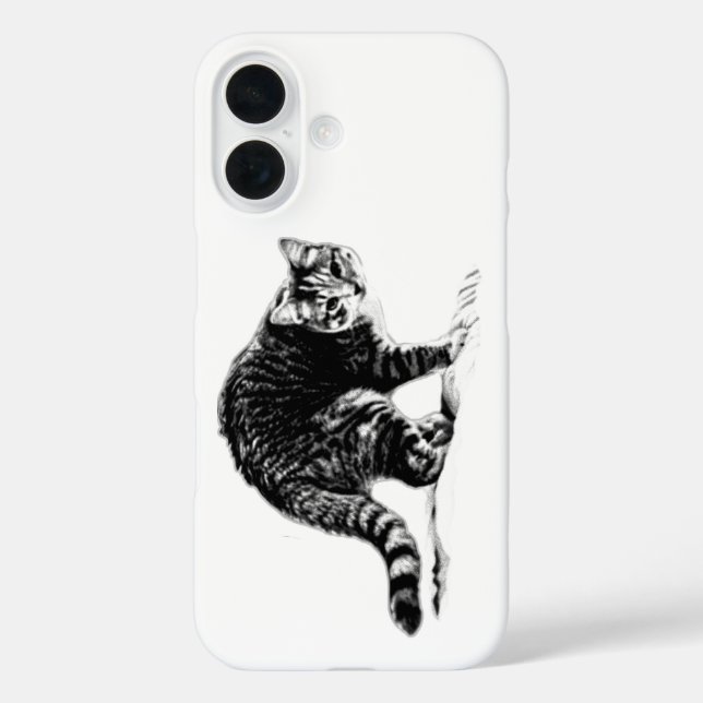 Pour iPhone 16 Coque Portrait Monochrome Tabby Cat (Verso)