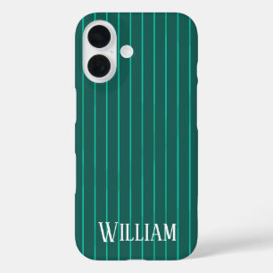 Pour iPhone 16 Coque turquoise à rayures-Mate
