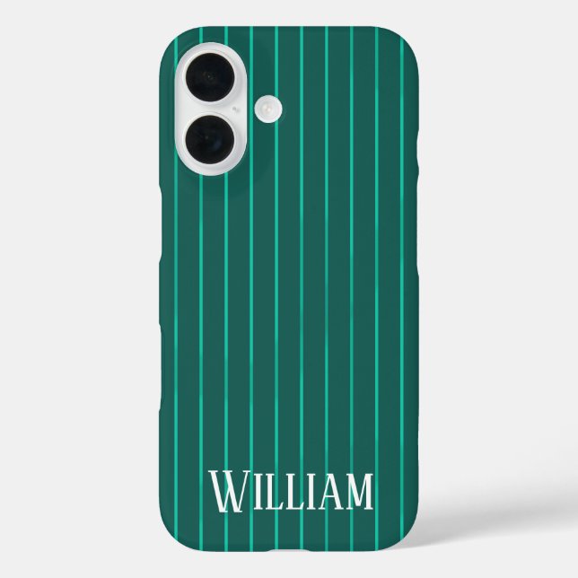 Pour iPhone 16 Coque turquoise à rayures-Mate (Verso)