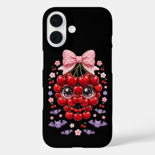 Pour iPhone 16 Coquet Crâne Cerise Téléphone Coque Halloween Kawa
