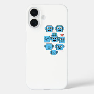 Pour iPhone 16 Drôle Smilo Emoji Coque iphone-Maigre Bleu Visages