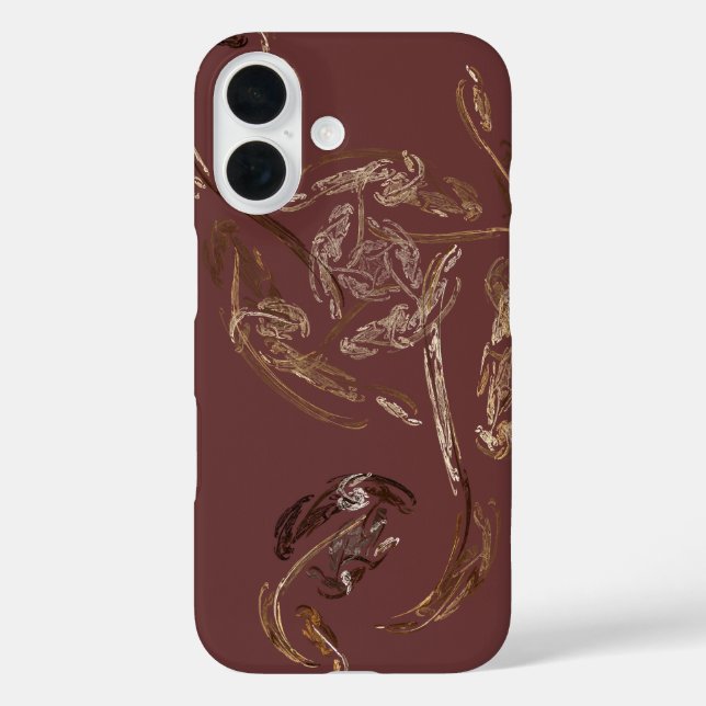 Pour iPhone 16 feuille d'or coque d'art abstrait (Verso)
