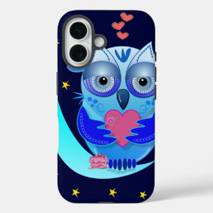 Pour iPhone 16 Jolie chouette de dessin animé en coque amoureux