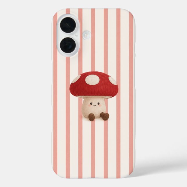 Pour iPhone 16 Mignon Champignon Kawaii sur Coque de Téléphone à  (Verso)