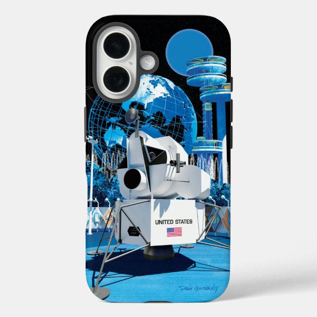 Pour iPhone 16 Module lunaire de la Foire mondiale (Nuit) : Coque (Verso)