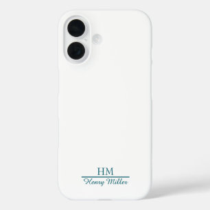 Pour iPhone 16 Monogramme minimaliste Nom personnalisé coque ipho