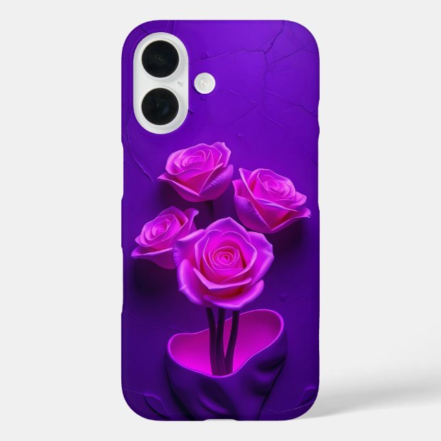 Pour iPhone 16 Neon Rose Rose Rose brillant Art Coque-Mate coque  (Verso)