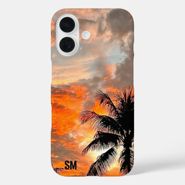 Pour iPhone 16 Personnalisé Miami Sunset Sturdy Apple coque iphon (Verso)