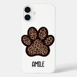 Pour iPhone 16 Plus coque de téléphone empreinte de patte de guépard