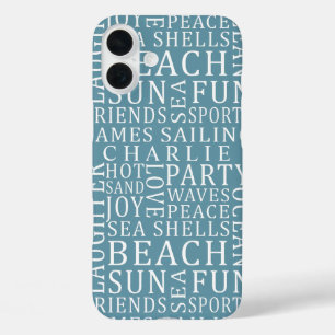 Pour iPhone 16 Plus Nom personnalisé & Couleur Plage Typographie coque