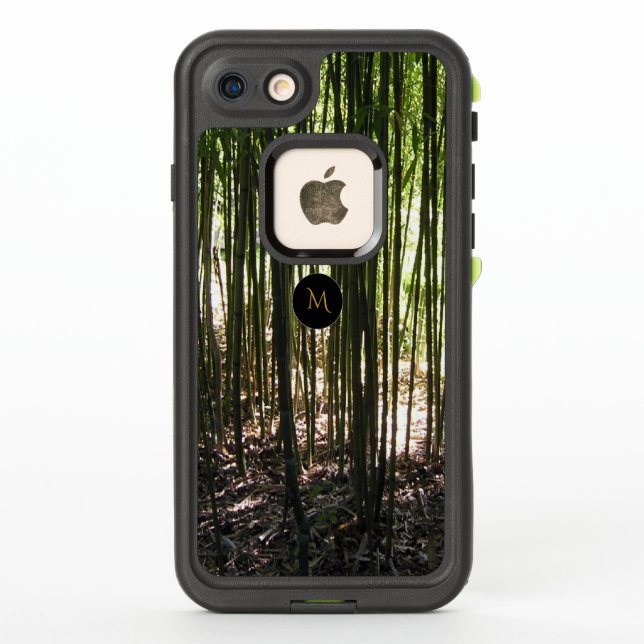 Pour iPhone Monogramme en bambou Coque LifeProof (Dos)
