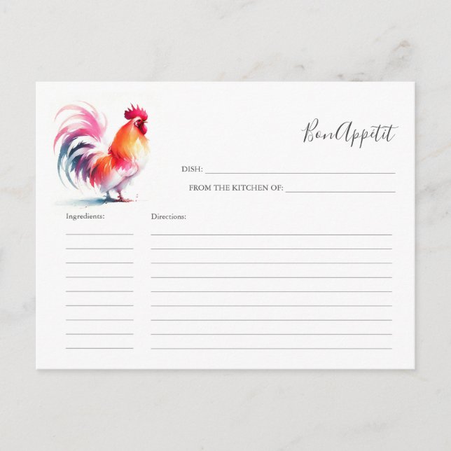 Pour la carte de recette de la mariée Coq (Devant)