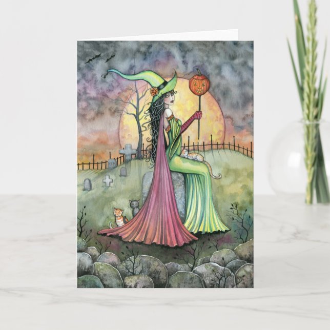 Pour l'amour de la carte de sorcière d'Halloween (Devant)
