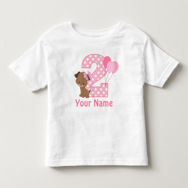 Pour Les Tous Petits 2e anniversaire fille chiot personnalisée T-shirt (Devant)