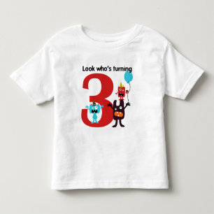 Pour Les Tous Petits 3ème Monstre mignon de T-shirt d'anniversaire