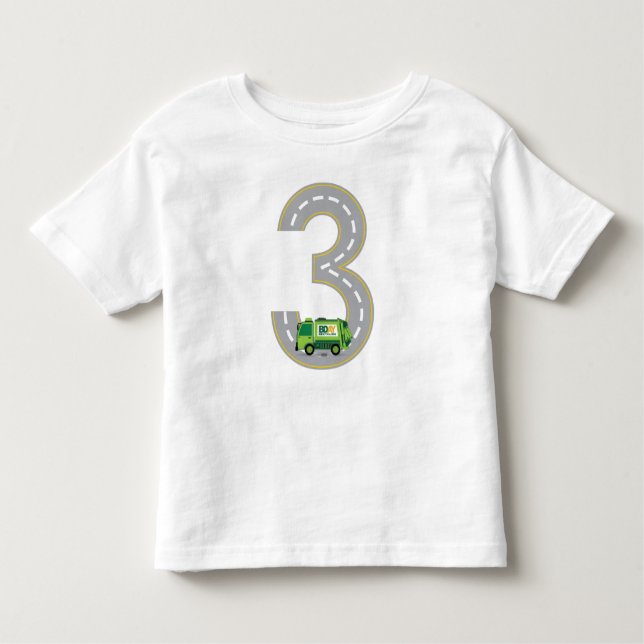 Pour Les Tous Petits 3ème T-shirt de camion à ordures d'anniversaire (Devant)