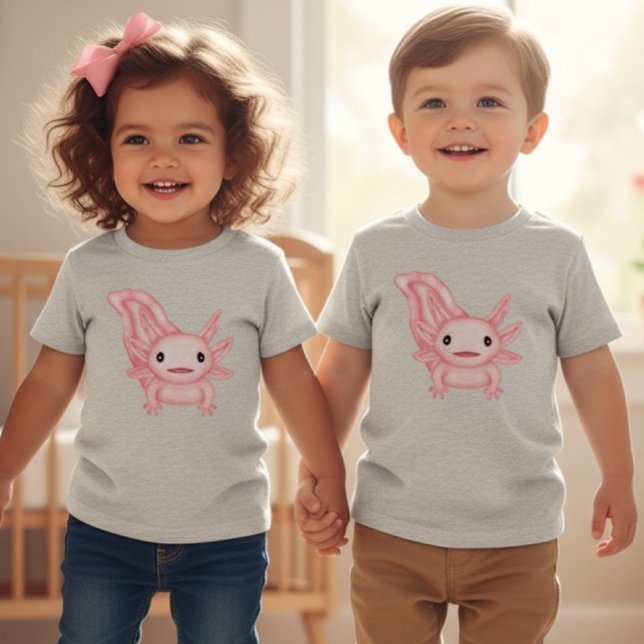 Pour Les Tous Petits Adorable Pink Axolotl Toddler Baby T-Shirt (Créateur téléchargé)