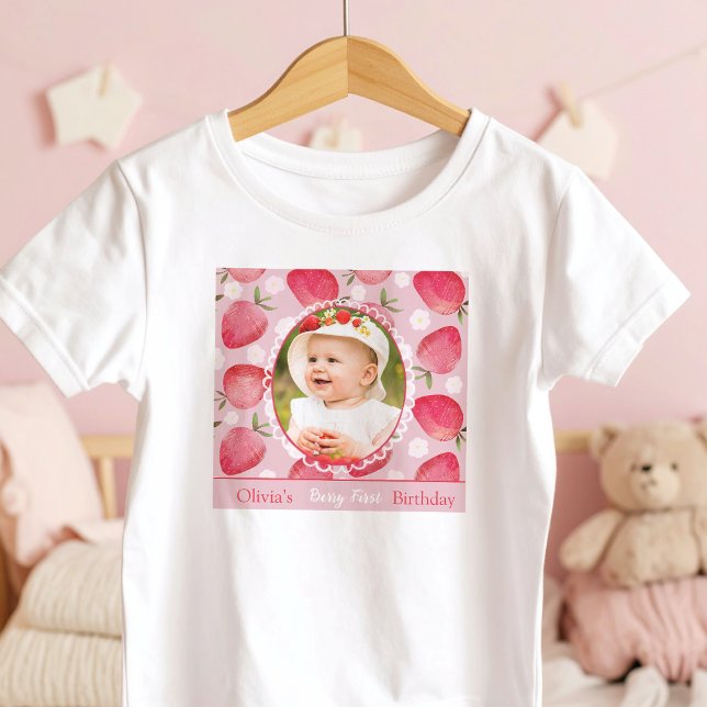 Pour Les Tous Petits Berry First Birthday Toddler Photo T-Shirt (Créateur téléchargé)